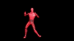 Dancing man from 3D layers. Futuristic fragmentary man.