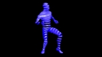 Dancing man from 3D layers. Futuristic fragmentary man.