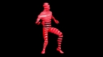 Dancing man from 3D layers. Futuristic fragmentary man.