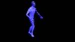 Dancing man from 3D layers. Futuristic fragmentary man.