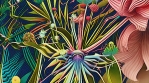 Generative ai motion animation of surreal painting of flowers.