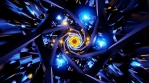 abstract fabulous spiral twist tunnel with blue yellow lights vj loop