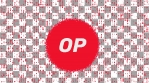 optimism OP TOKEN ICON COIN logo with optimism OP  particles on movement background glow alpha matte