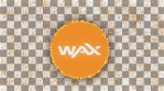 wax WAXP TOKEN ICON COIN logo with wax WAXP particles on movement background glow alpha matte