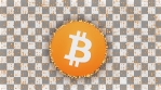 BITCOIN BTC ICON with BITCOIN BTC particles on movement background glow alpha matte version 2