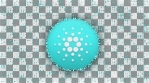 CARDANO ADA ICON with CARDANO ADA particles on movement background glow alpha matte