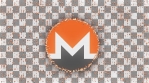 monero XMR logo ICON with monero XMR logo particles on movement background glow alpha matte v2