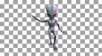 Seamless loopable animation of a terror alien floating isolated with alpha channel.