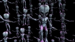 Seamless loopable animation of terror aliens floating in space