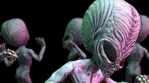 Seamless loopable closeup animation of a terror aliens silly dancing