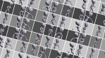 Seamless loopable animation of a grid of scenes of terror alien dancing