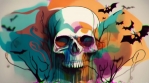 Cool Halloween painted sKulls_02 glitch effect