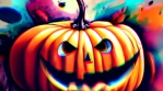 Cool Halloween painted pumpkins with glitch effect 10