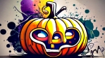 Cool Halloween painted pumpkins with glitch effect 11