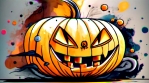 Cool Halloween painted pumpkins with glitch effect 15