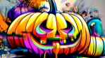 Cool Halloween painted pumpkins with glitch effect 17