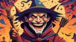 Cool colorful and Scary horror Halloween witches and wizards evil and happy laugh with zoom effect 8
