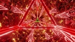 Red and yellow abstract reflective tube with triangle in the center. Looped animation