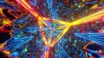 Reflective tunnel with blue spikes and red and white triangles. Looped animation