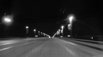 Timelapse. Kiev. Road at night. B&W