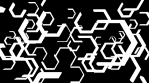 Moving black and white hexagon shapes scrolling in 3D space