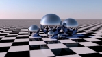 Chrome Sphere On Checkerboard