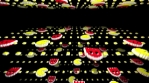 Seamless animated background of elements inspired in Pacman arcade videogame.