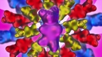 Seamless animation gummy bears dancing.