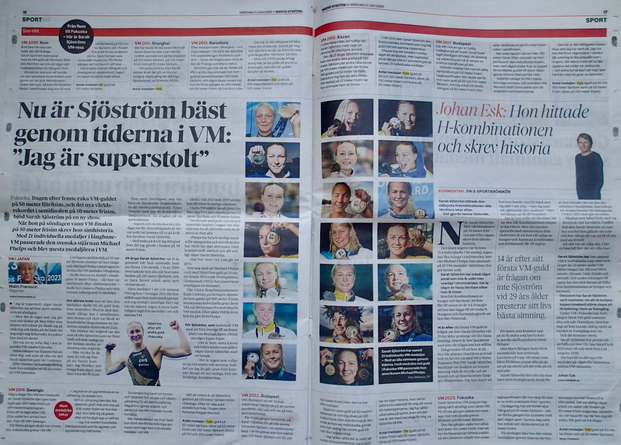 Sarah Sjöström, VMs bästa med ”vinnarskalle och snällaste” hade