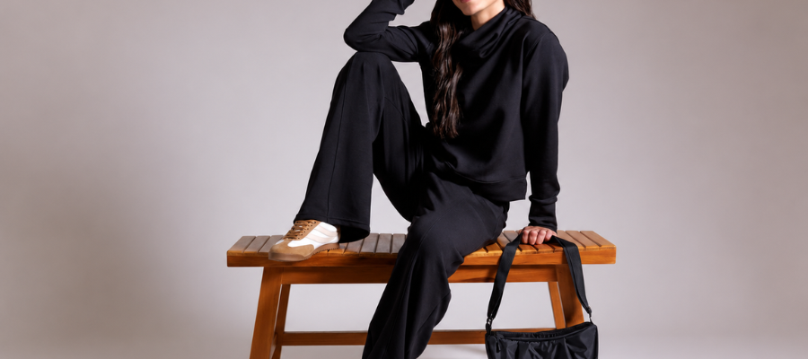Conjunto fitness feminino para o inverno — Calça Alma e Blusa Alma Modal ICONIC Trilha Verão