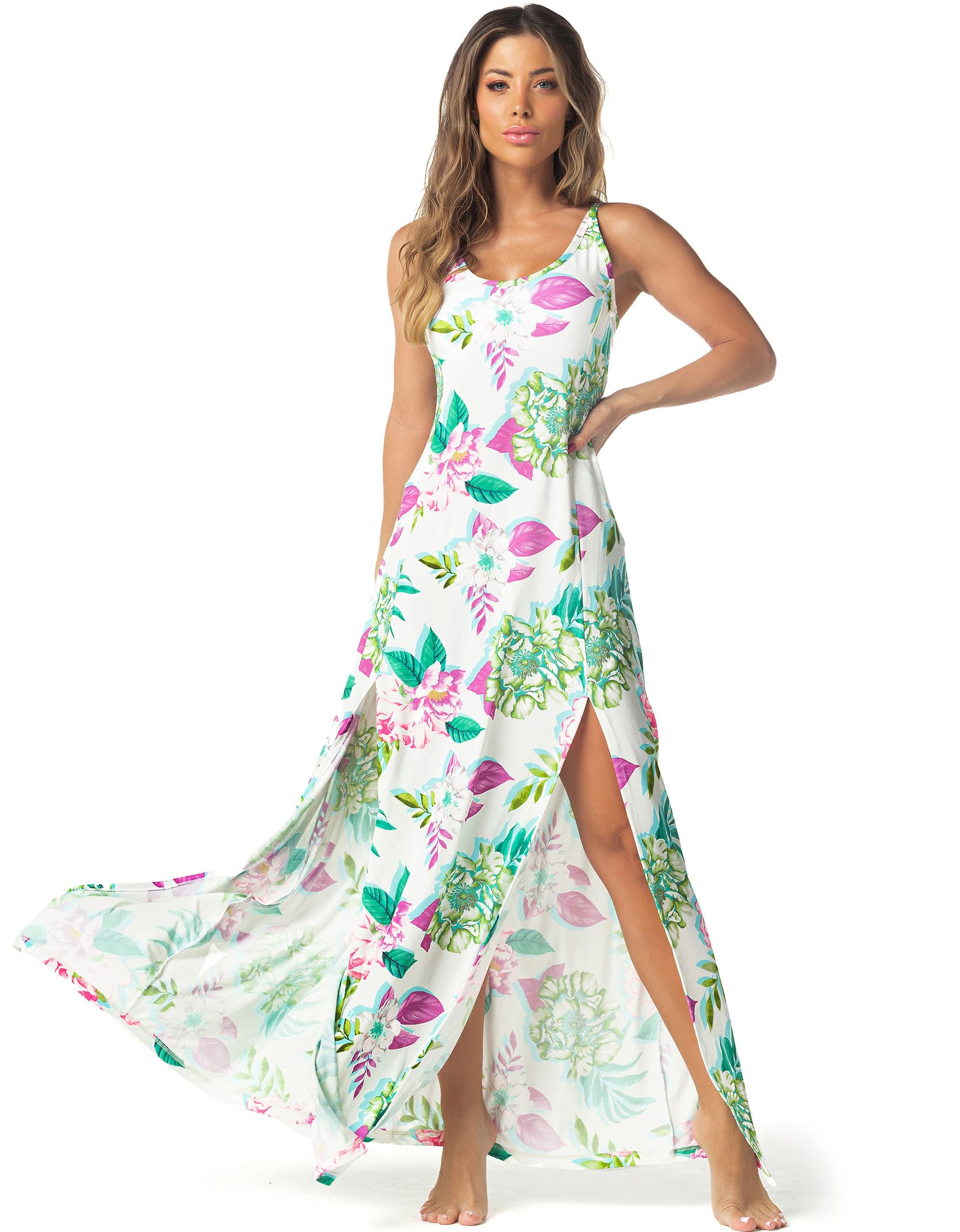 Vestem - Beach Outing Dress Blues White Floral - SP275.E1088