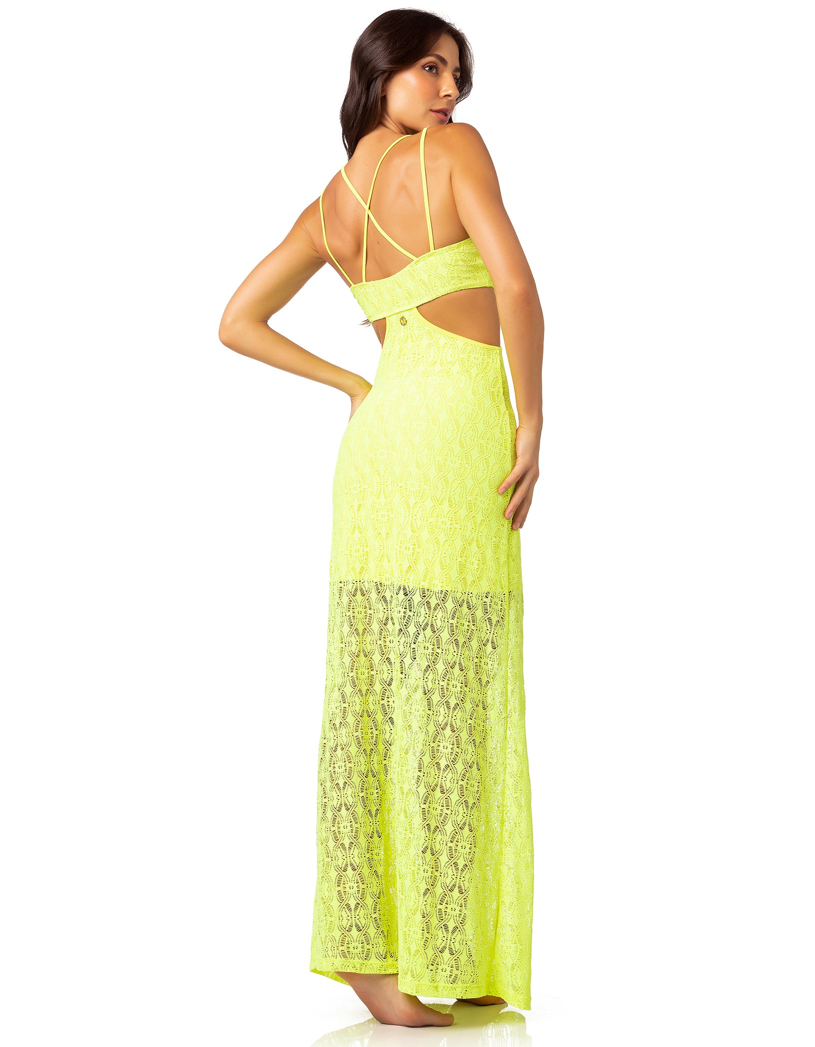 Vestem - Saida De Praia Vestido Renda Amarelo Neon - SP252.C0009