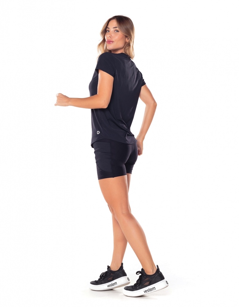 Vestem - Blusa Dry Fit Manga Curta Janice Preto - BMC31.C0002