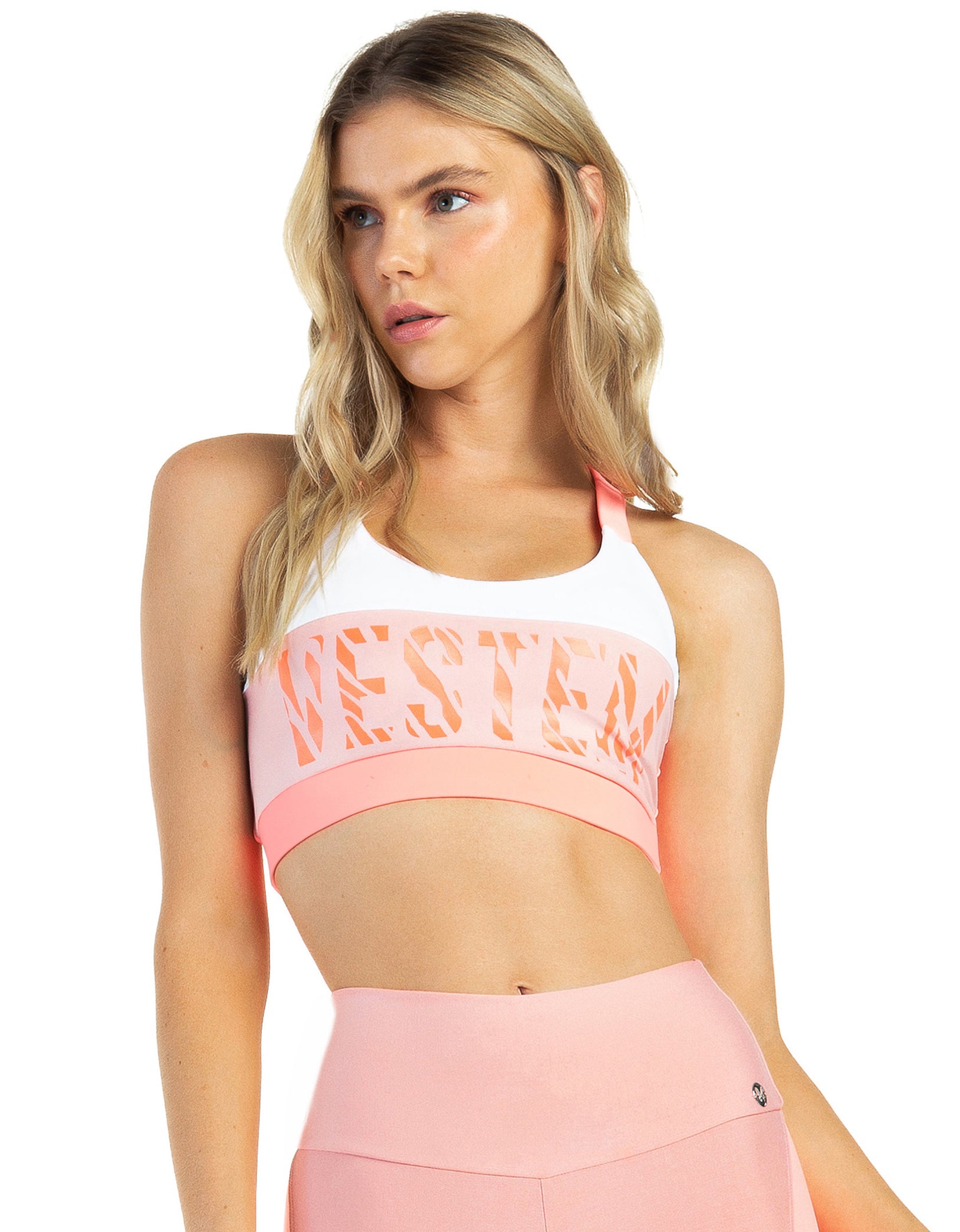 Vestem - Top Ginger Rosa Romance Com Coral Neon - TOP788C0243