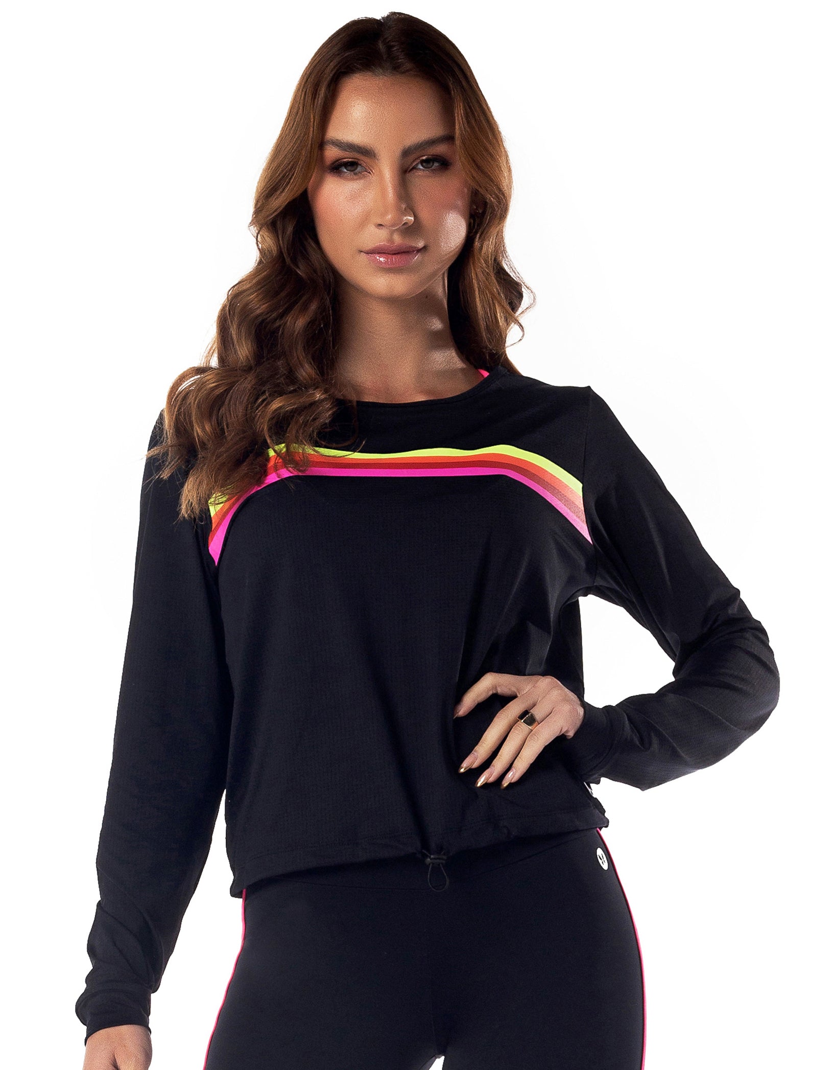 Vestem - Shirt Dry Fit Long Sleeve Orange Rainbow Black - BML379C0002