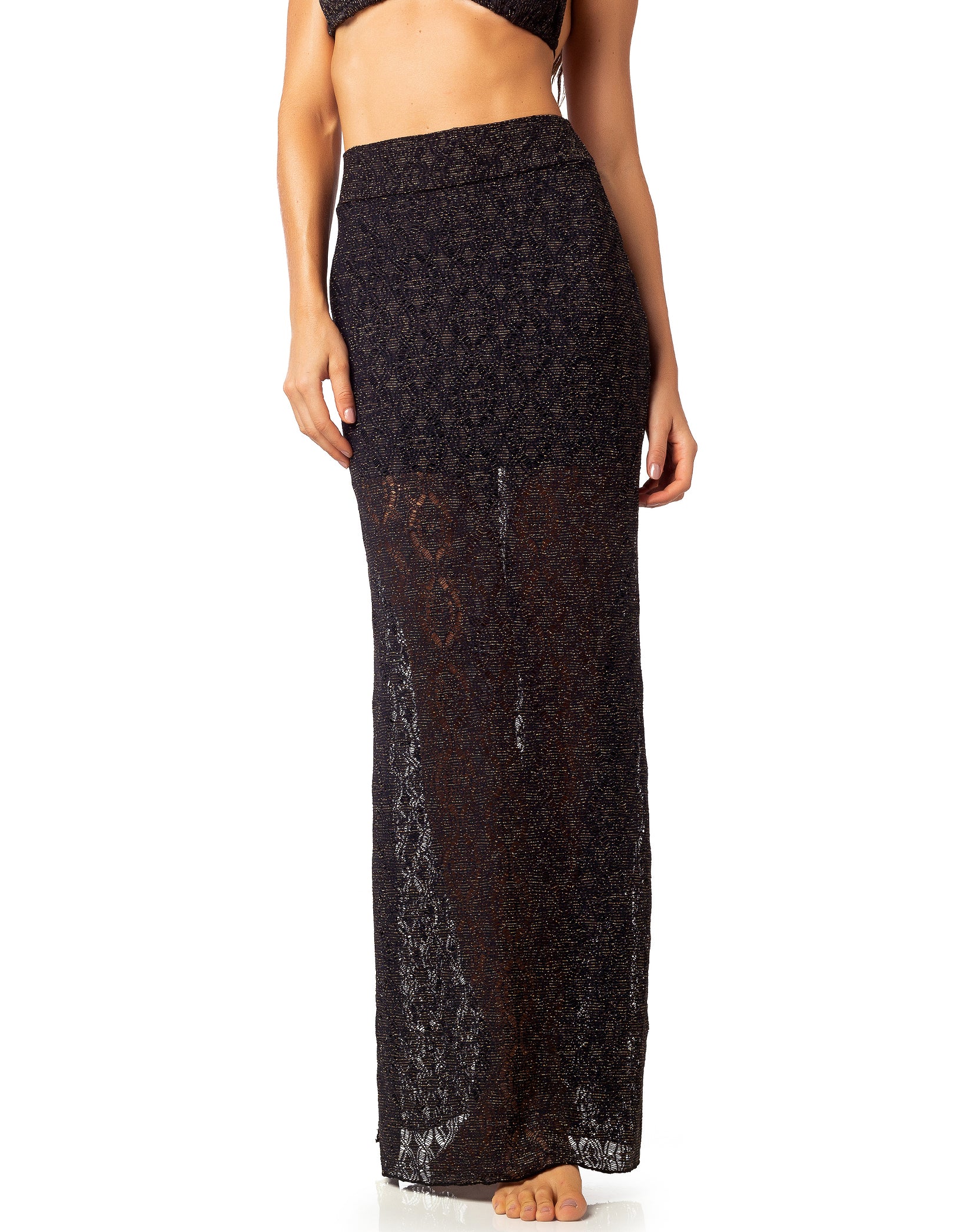 Vestem - Long Black Lace Skirt Beach Cover-up - SP51.C0002