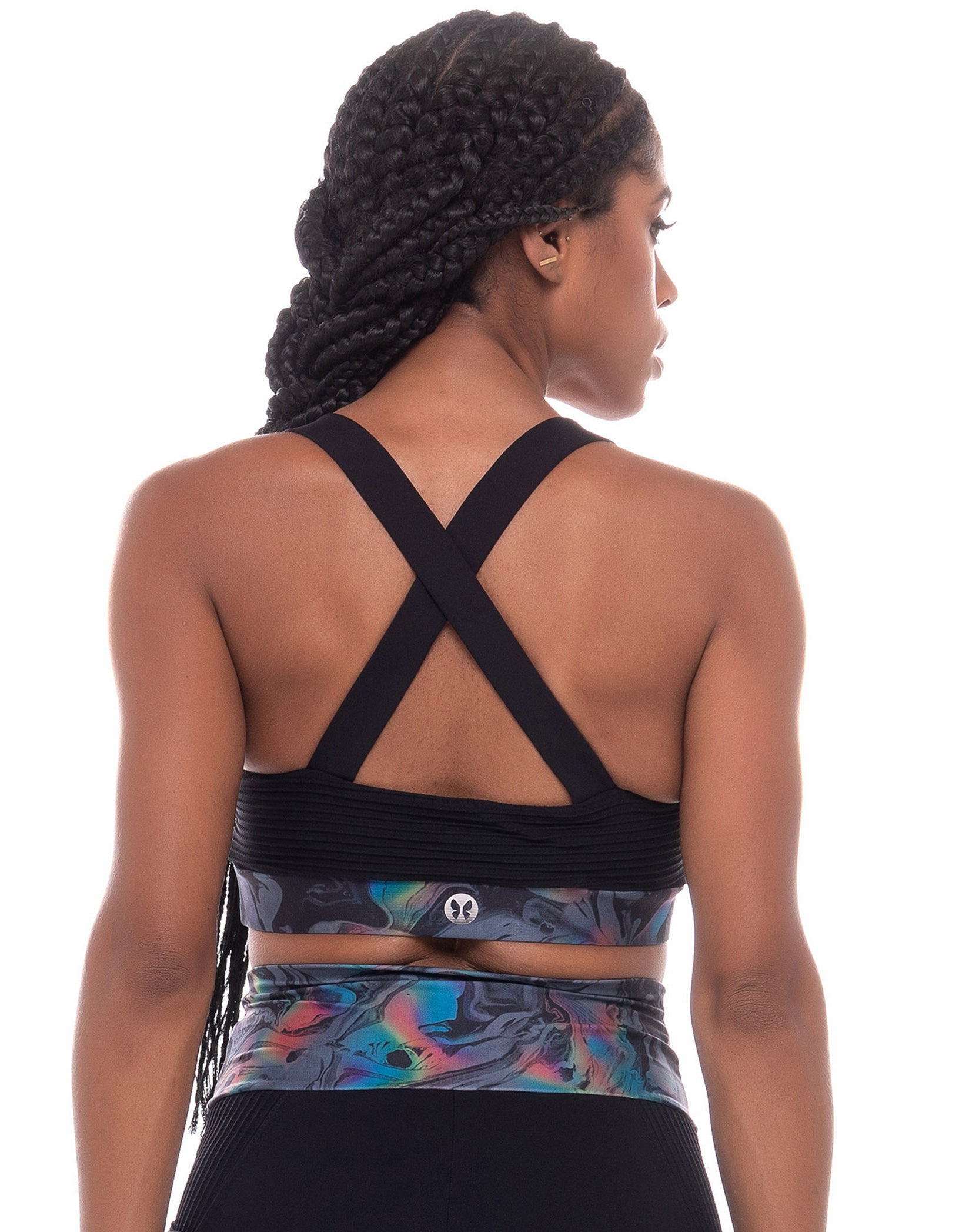 Vestem - Black Holographic Marbled Gratitude Top - TOP746003