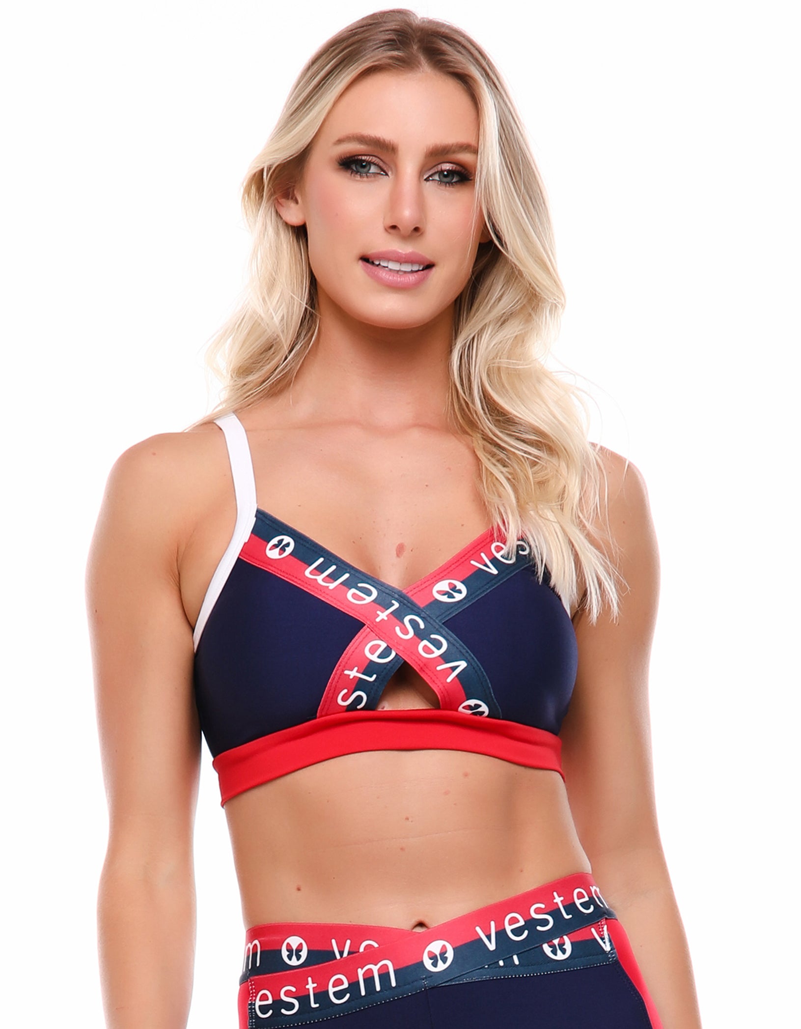 Vestem - Midtown Top Navy Blue With Red And Off White Blue - TOP750.C0028