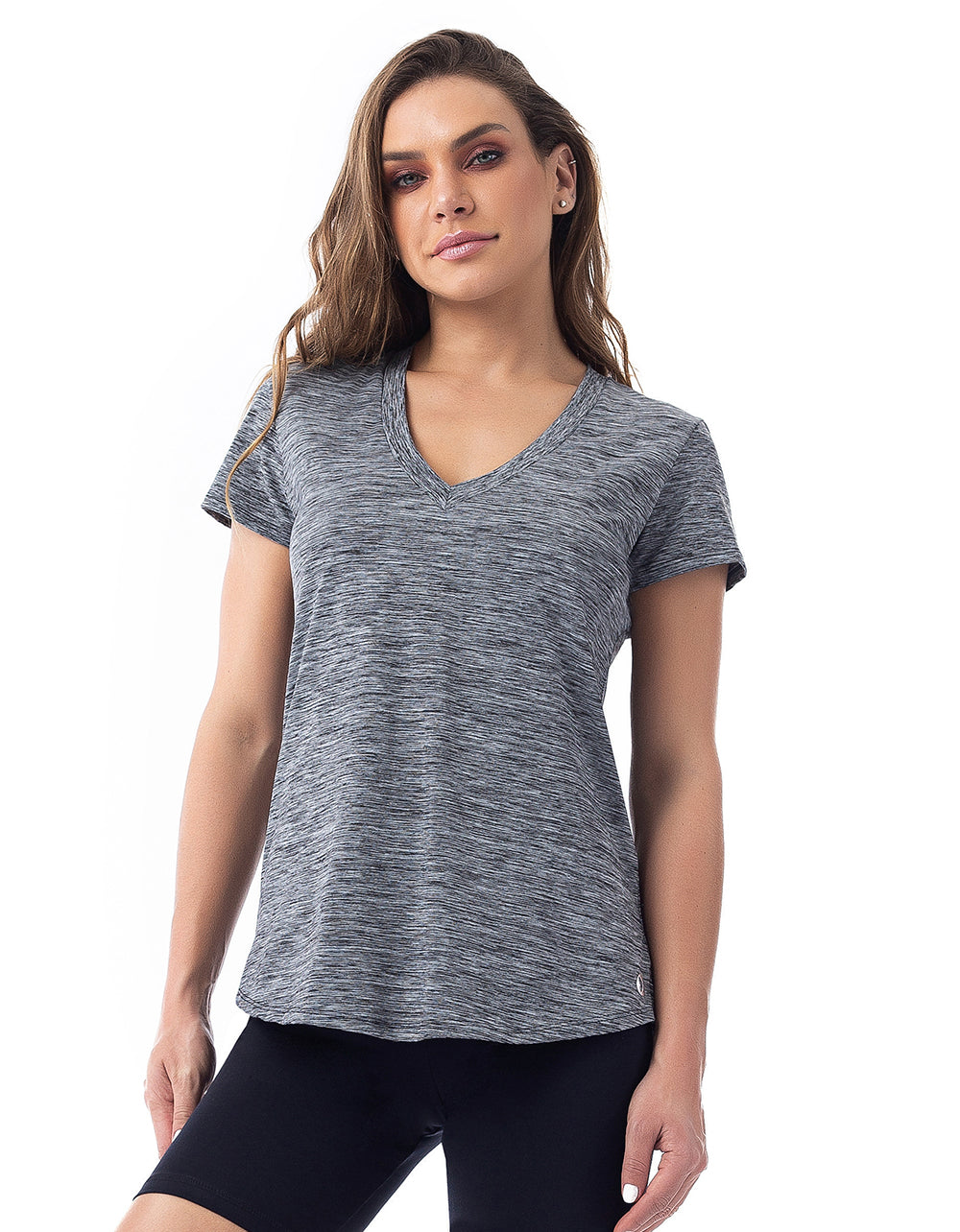 Vestem - Short Sleeve Shirt with Rimel, Grey Striped Blend - BMC365001