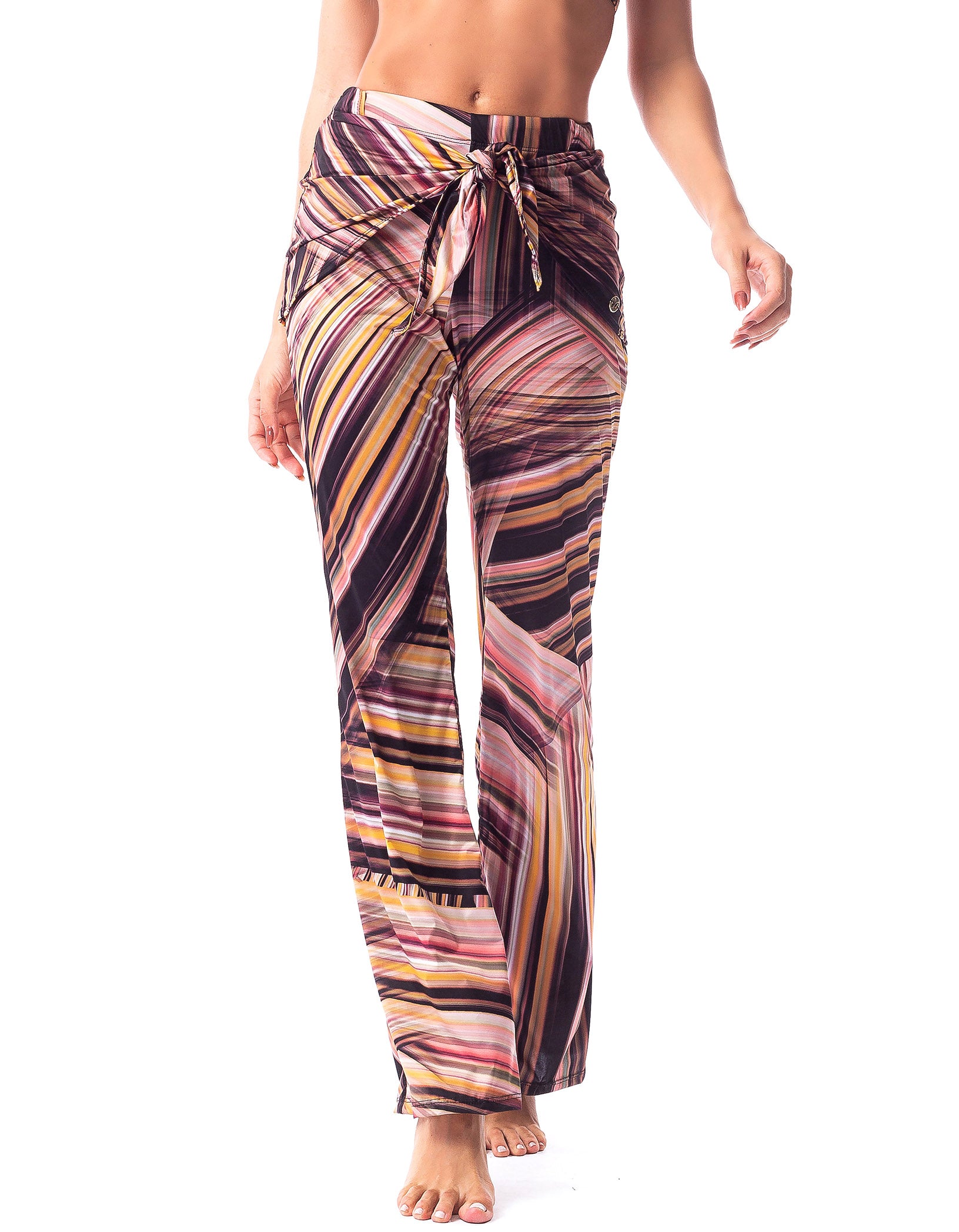 Vestem - Lorah Beach Cover-Up Pants Burgundy Stripe Multi - SP174001