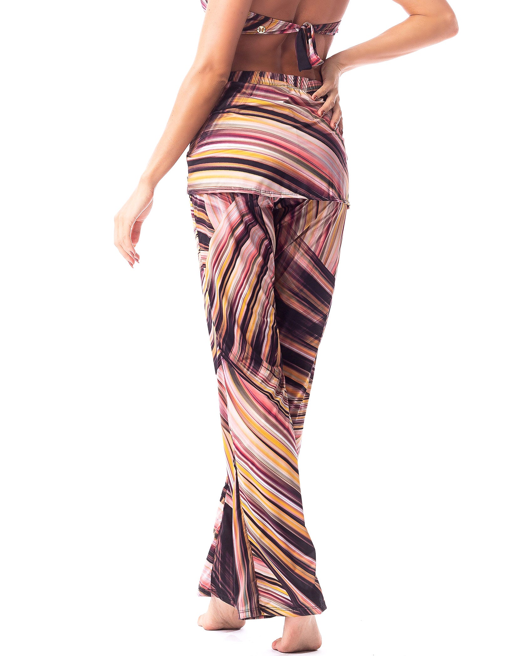 Vestem - Lorah Beach Cover-Up Pants Burgundy Stripe Multi - SP174001