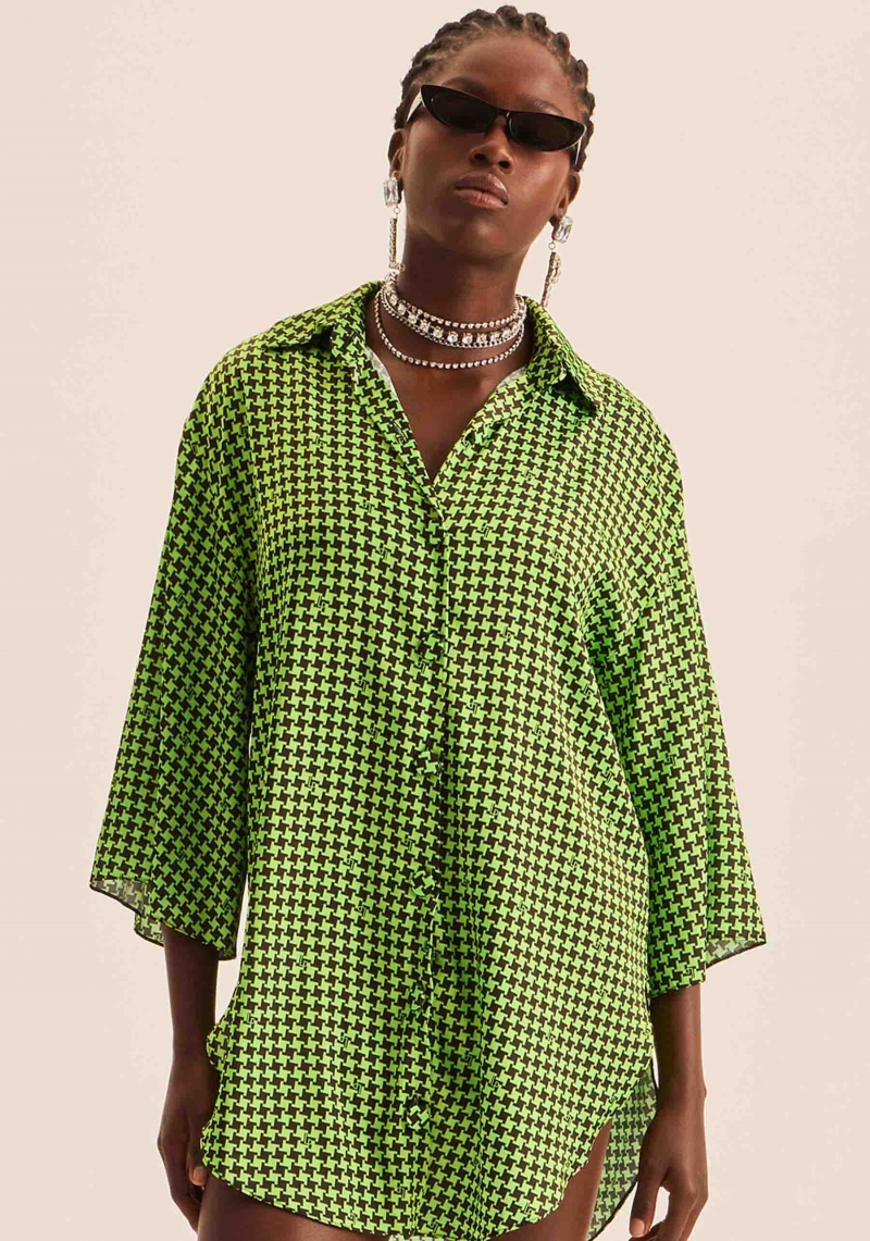 Lança Perfume - Green Printed Long Shirt - 502CA000880