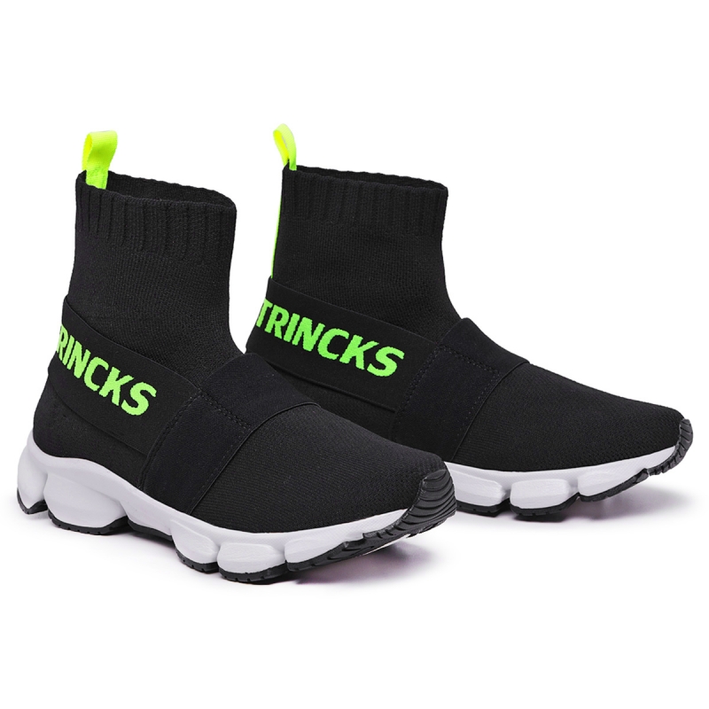 Trincks Calçados - Tênis Meia Unissex Knit Preto Verde - 