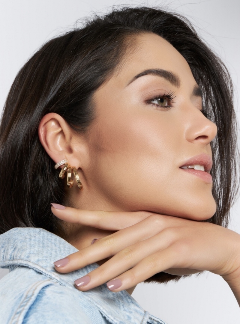 Mikabe - Gold Ribbed Quadruple Hoop Earring - MK1457