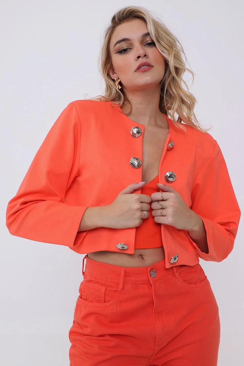 Lança Perfume - Collarless Cropped Blazer - 502BZ0003941