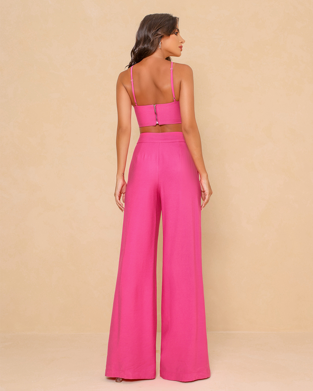 Dot Clothing - Conjunto Dot Clothing Pantalona e Cropped Rosa - 1834ROSA