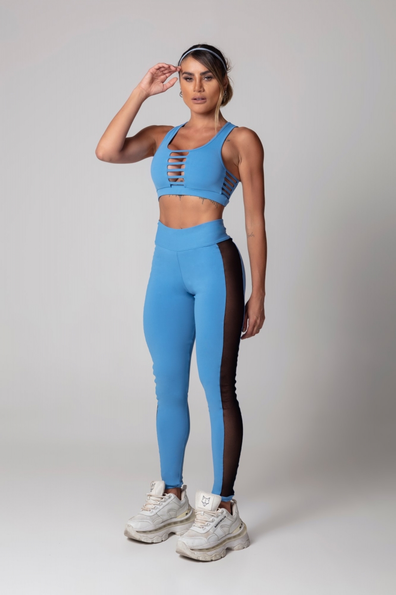 Hipkini - Legging SportsWear Azul com Tule na Lateral - 3339798