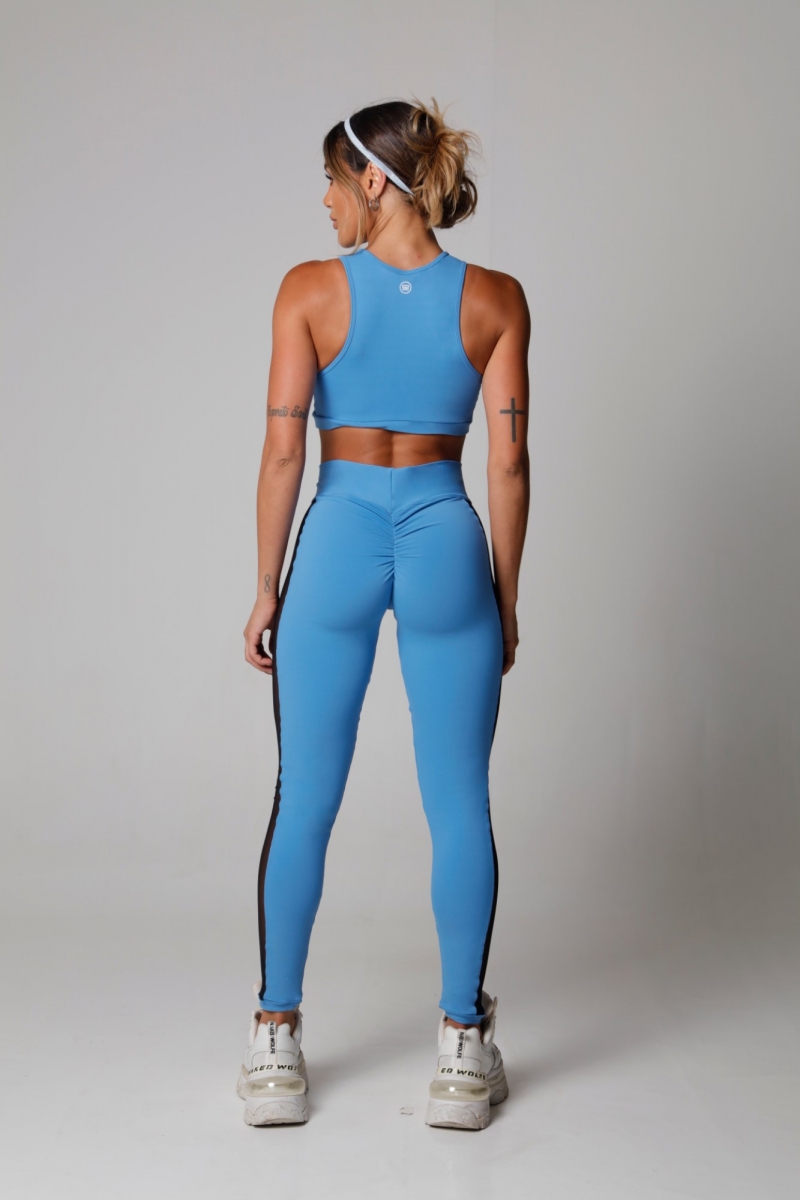 Hipkini - Legging SportsWear Azul com Tule na Lateral - 3339798