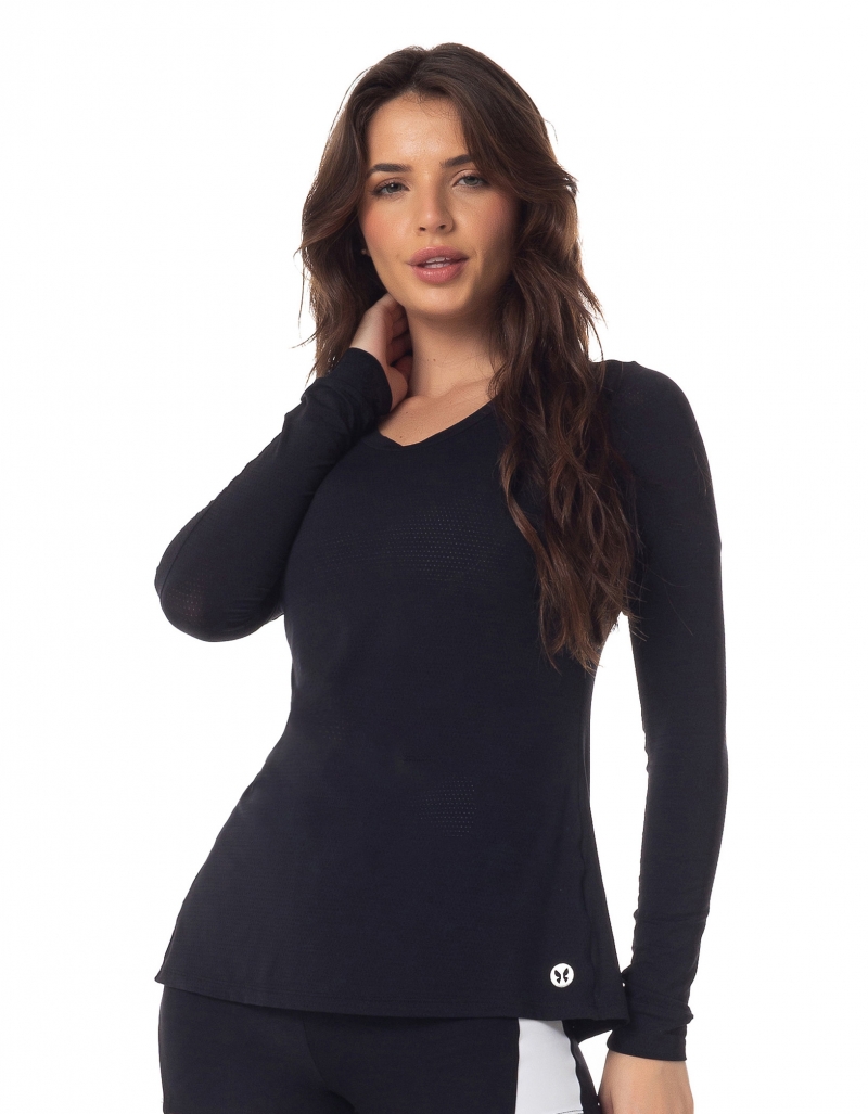 Vestem - Blusa Manga Longa Dry Fit Selenita Preto - BML412.I23.C0002