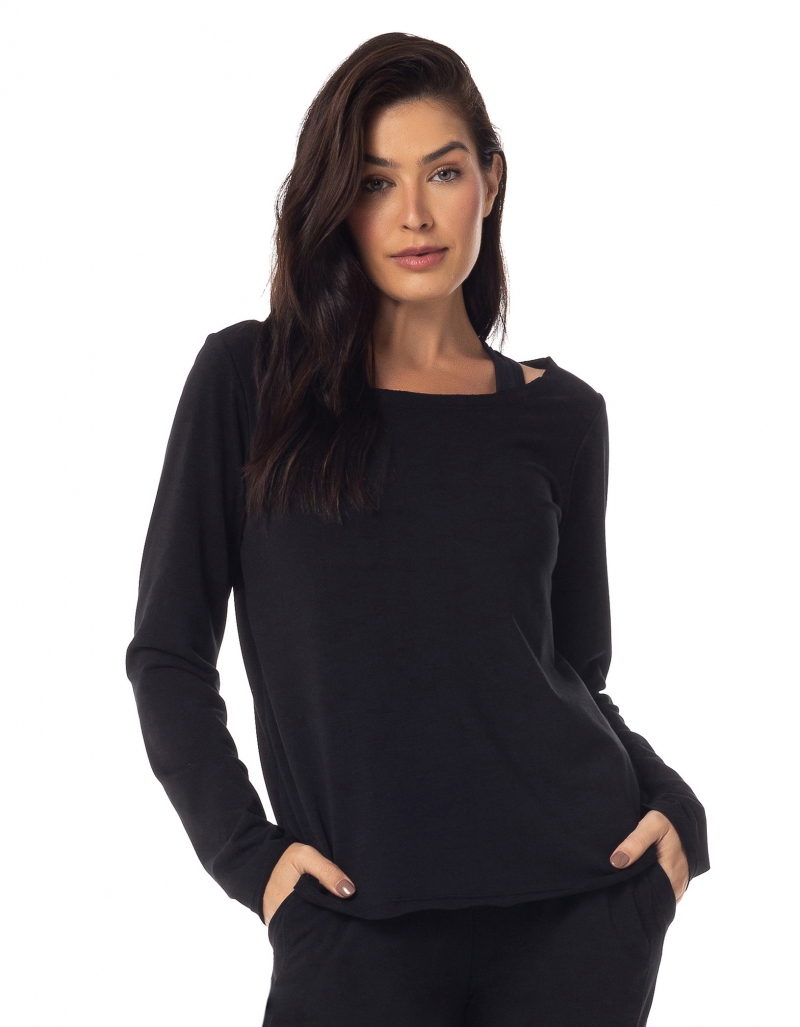 Vestem - Blusa Manga Longa Oslo Preto - BML422.I23.C0002